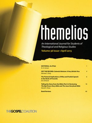 cover image of Themelios, Volume 38, Issue 1